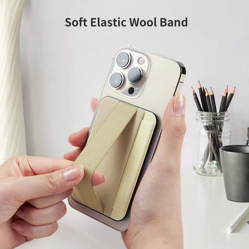 Sinjimoru Magnetic Wallet for iPhone 16/15/14/13/12 Series, Soft Wool Band Grip, Compatible with MagSafe Wallet, Phone Grip Wallet, M-Band Red - Image 4