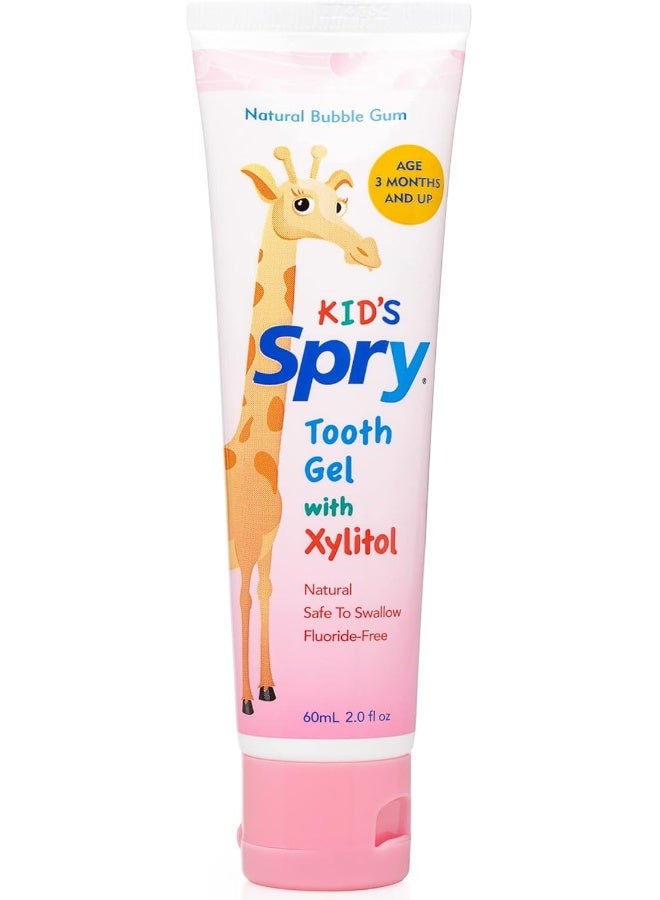 Spry معجون أسنان طبيعي من سبراي للأطفال، الرضع والأطفال بعمر 3 أشهر وما فوق - جل أسنان خالي من الفلورايد، لذيذ، يدعم نمو الأسنان الناشئة، نكهة العلكة 2 أونصة سائلة (عبوة من 1) - Image 1