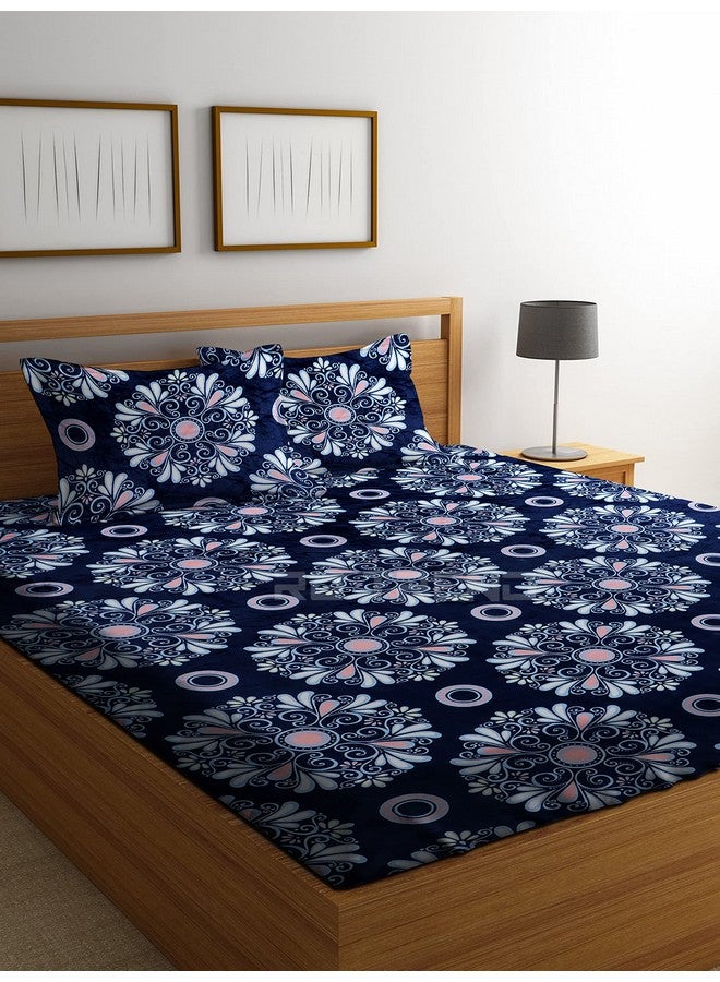 RD TREND 190 GSM Flannel Warm Elastic Fitted bedsheets for Winter King Size(78X72X8 Inch) with 2 Pillow Covers Size 18x28 Inches,(Teal Blue) - Image 1