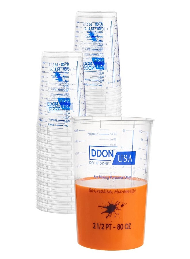 DDON USA أكواب خلط الطلاء من دي دي أو إن يو إس إيه، سعة 80 أونصة، عبوة من 20 كوبًا - أكواب قياس بلاستيكية مدرجة للاستخدام مرة واحدة، مناسبة لراتنج الإيبوكسي وطلاء السيارات والمشاريع الفنية | نسب خلط مطبوعة مسبقًا - Image 1