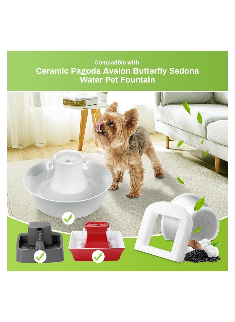 Generic - 6-Pack Cat Fountain Replacement Carbon Filters & Foam, Compatible with Ceramic Pagoda, Avalon, Butterfly, Sedona Automatic Water Bowls, Includes Pre-Filter Foam for Enhanced Purification. - Image 1