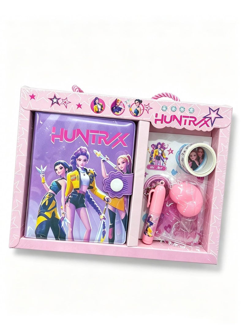 saykfoe [5 in 1] Kpop Witch HUNTRX Merch Stationery Gift Set, Themed All-in-One Stationery Kit,  Aesthetic School Supplies, Perfect Birthday & Holiday Gift for Fans (Pink) - Image 1