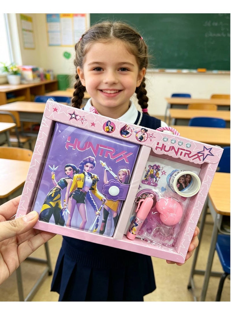 saykfoe [5 in 1] Kpop Witch HUNTRX Merch Stationery Gift Set, Themed All-in-One Stationery Kit,  Aesthetic School Supplies, Perfect Birthday & Holiday Gift for Fans (Pink) - Image 2
