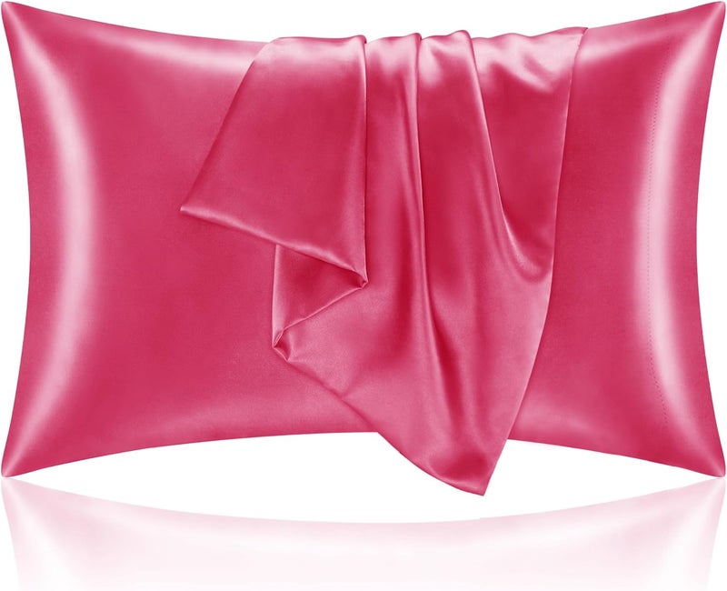 BEDELITE Various fittings Satin Pillowcase for Hair and Skin, Super Soft and Cooling Similar to Silk Pillow Cases 2 Pack with Envelope Closure, Gift for Women Men(20"x30" Queen Size, Hot Pink) All preference matching build - Image 1