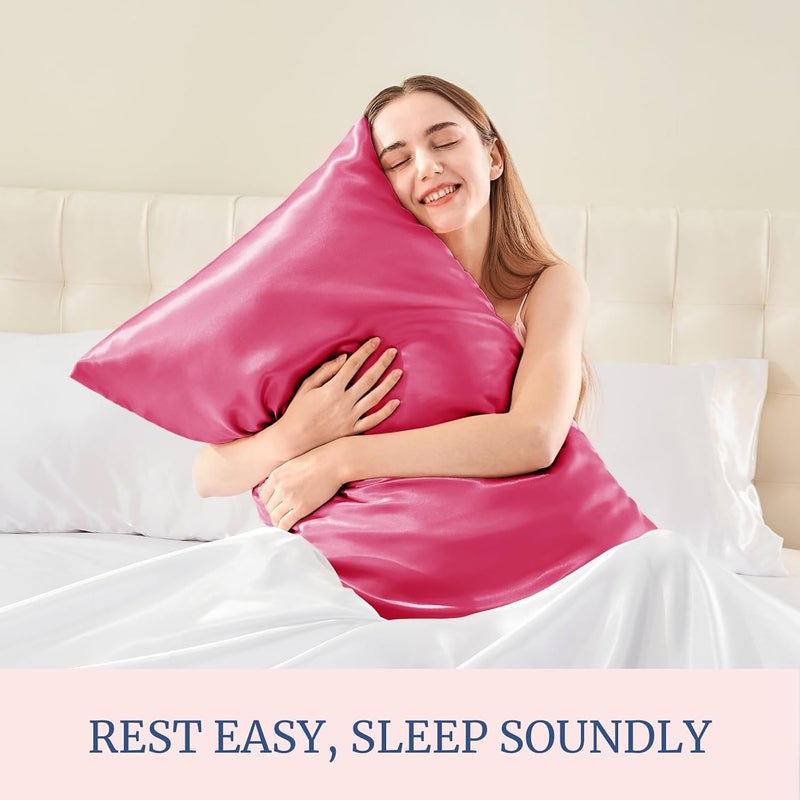 BEDELITE Various fittings Satin Pillowcase for Hair and Skin, Super Soft and Cooling Similar to Silk Pillow Cases 2 Pack with Envelope Closure, Gift for Women Men(20"x30" Queen Size, Hot Pink) All preference matching build - Image 5