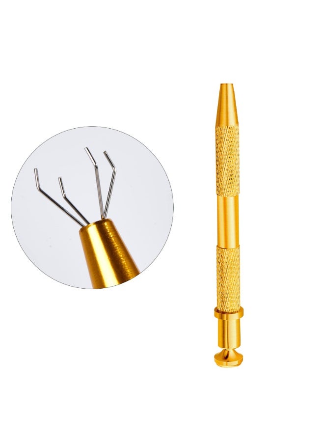JZS 2 PCS IC Chip Pick up Tool with Stainless Steel 4 prong Grabber Tool for Small Parts, Electronic Components Catch, Manicure Cotton Ball Claw, Hex Nuts Screws, Gold - Image 1