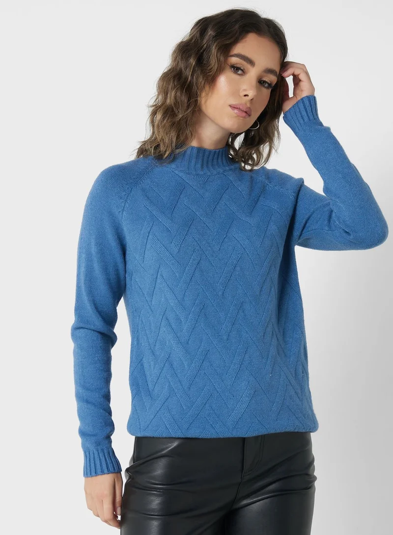 Ginger Cable Knit Chevron Pattern Sweater