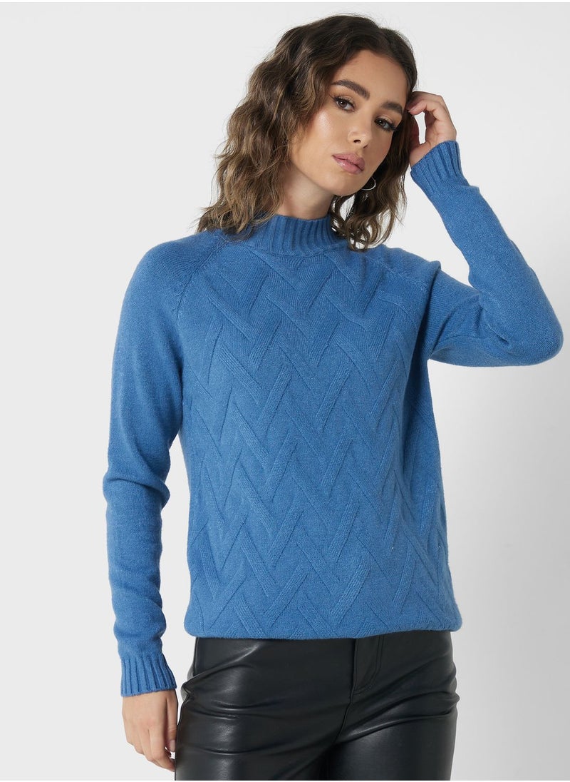 Ginger - Cable Knit Chevron Pattern Sweater - Image 1
