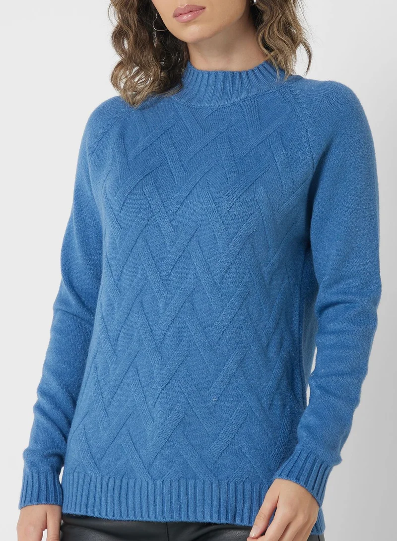 Ginger Cable Knit Chevron Pattern Sweater