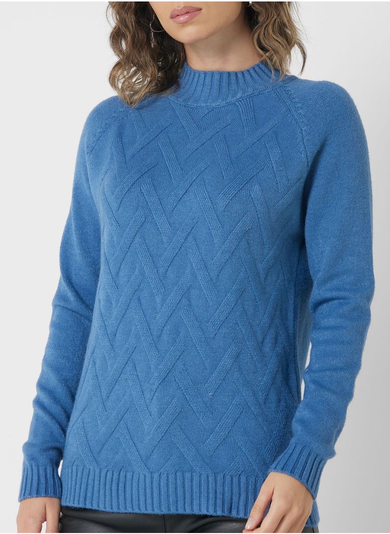 Ginger - Cable Knit Chevron Pattern Sweater - Image 1