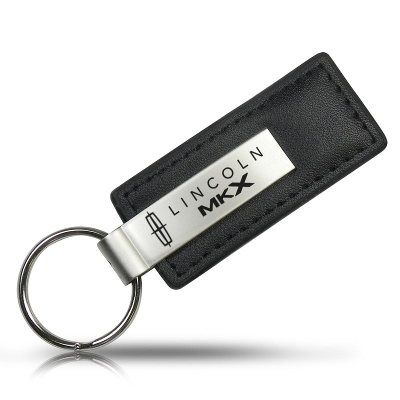 Au-Tomotive Gold Lincoln MKX Black Leather Key Chain  - Image 1