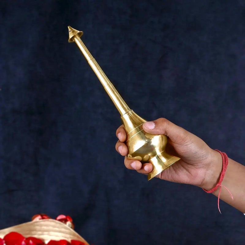 Puja N Pujari Puja N Pujari Brass Sprinkler Bottle for Rose Water Gangajal and Perfume  - Image 2