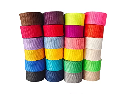 Yo Yo Cotton Webbing 15 Inch 24 Yards 24 Colors Mediumweight Polyester Cotton Webbing Strap for Cloth Tote Bags Leash Straps Crafts Outdoor Accessories 15 Inch 24 Yards 050199 Mixed Color 1