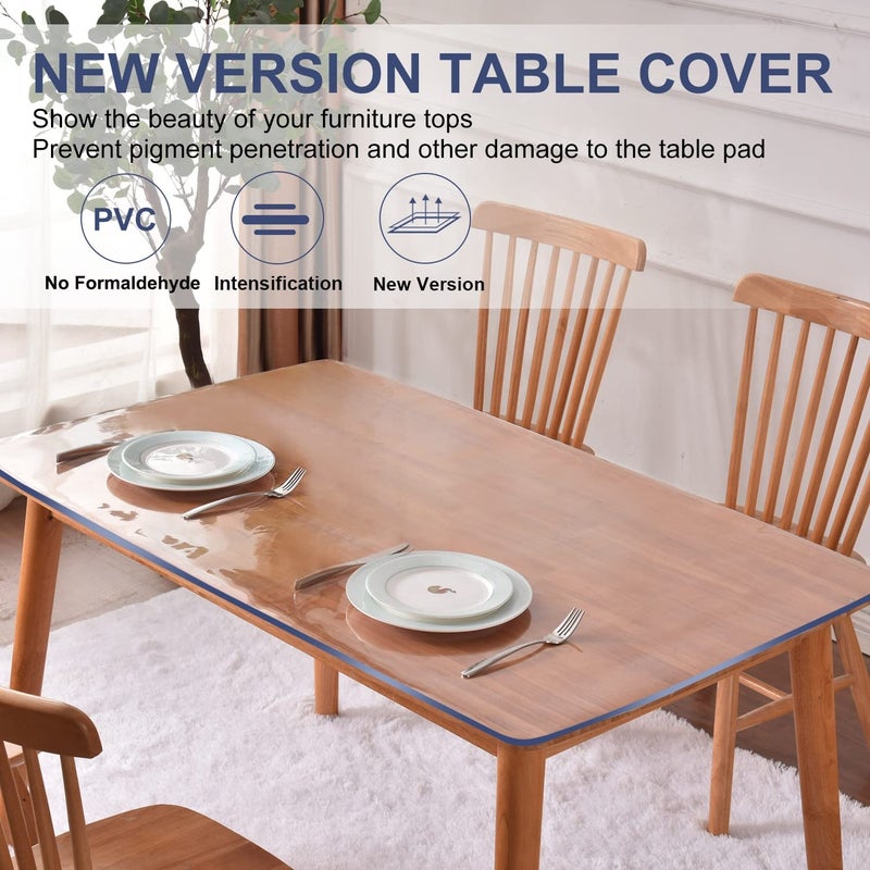 XEANGOUN 14x24 in Clear Table Protector Plastic PVC Desk Protector Tablecloth Cover Office Desk Pad Mat Wood Furniture Glass Dining Tabletop Countertop Protection Waterproof Rectangular with Free Mouse Pad - Image 5