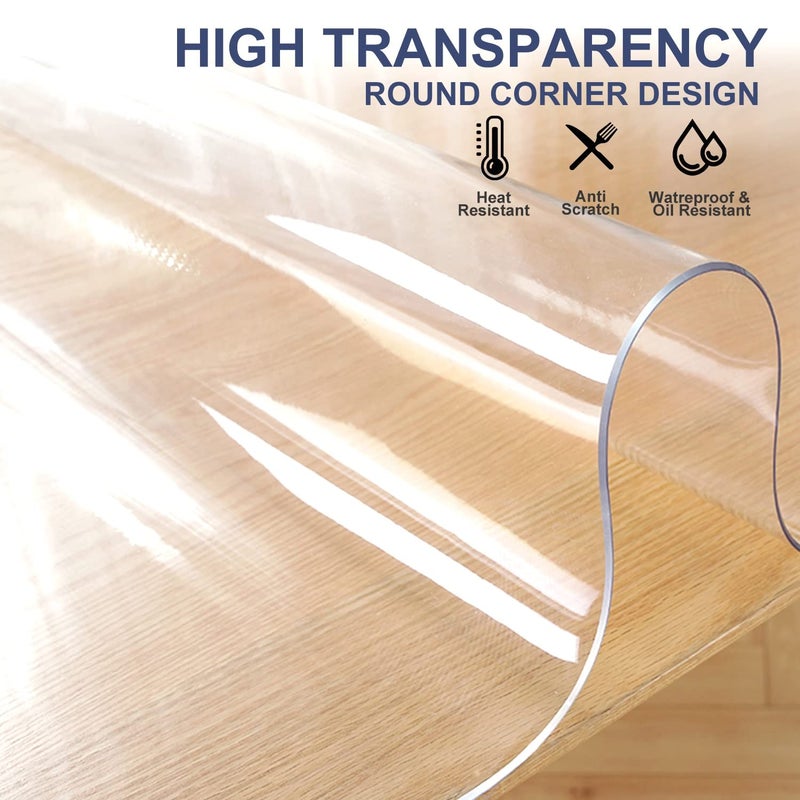 XEANGOUN 14x24 in Clear Table Protector Plastic PVC Desk Protector Tablecloth Cover Office Desk Pad Mat Wood Furniture Glass Dining Tabletop Countertop Protection Waterproof Rectangular with Free Mouse Pad - Image 4