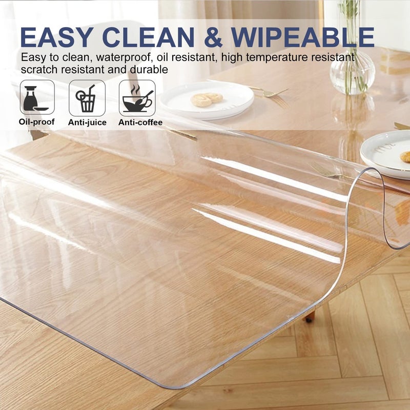 XEANGOUN 14x24 in Clear Table Protector Plastic PVC Desk Protector Tablecloth Cover Office Desk Pad Mat Wood Furniture Glass Dining Tabletop Countertop Protection Waterproof Rectangular with Free Mouse Pad - Image 3