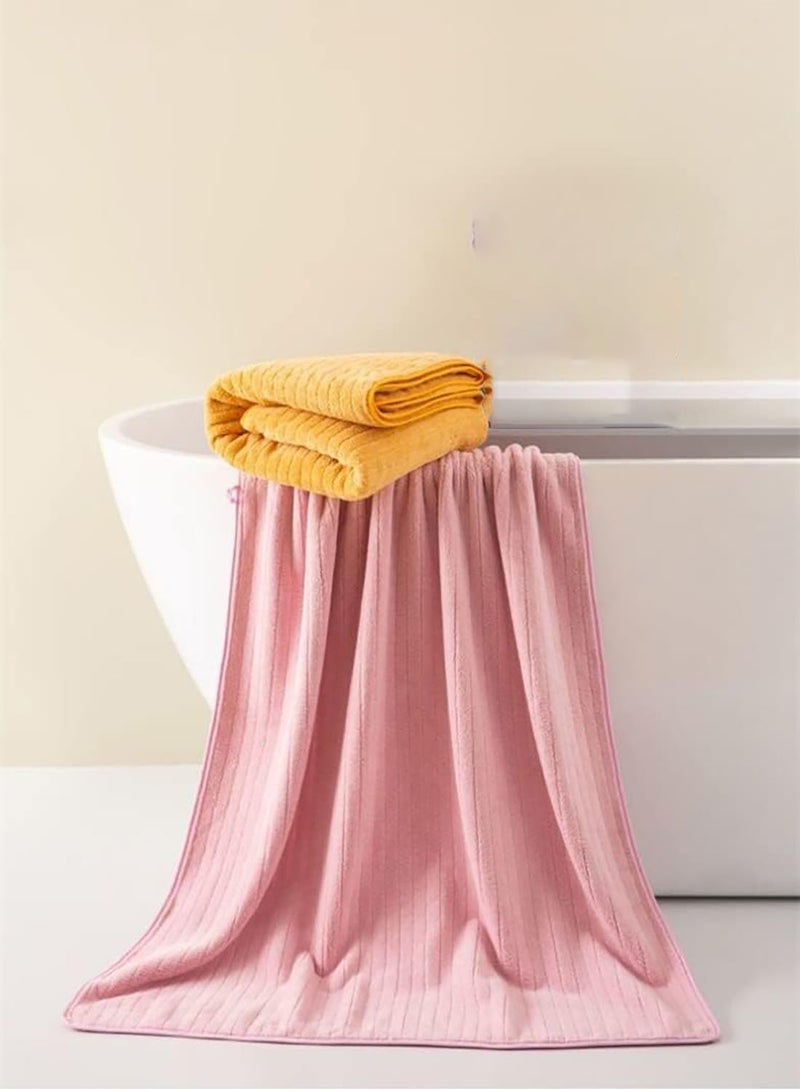 Microfiber Towel 90x160 cm 2 PCS Bath Towel Microfiber Soft, Durable and Light Weight (Pink x Yellow) - Image 2