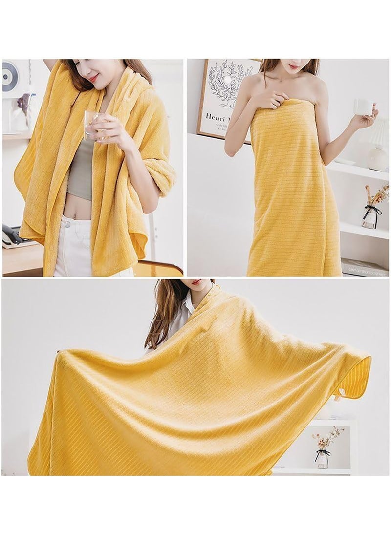 Microfiber Towel 90x160 cm 2 PCS Bath Towel Microfiber Soft, Durable and Light Weight (Pink x Yellow) - Image 5