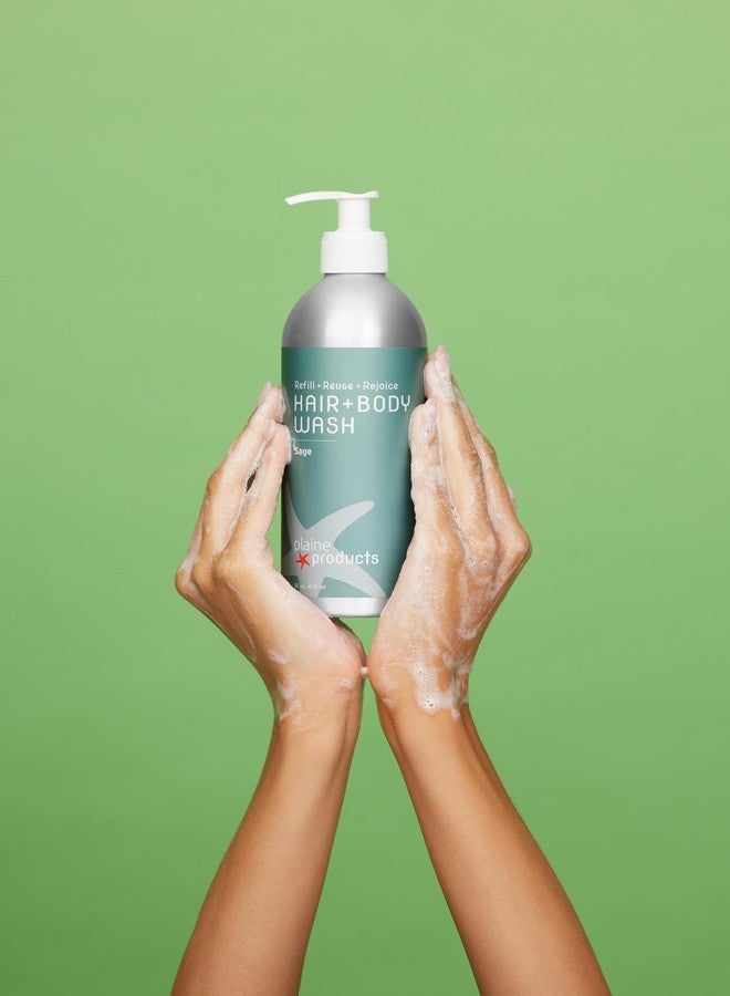 Plaine Products Eco Friendly Shampoo + Body Wash 2 in 1 Combo, 16oz, Sage (Original (with pump)) - Image 2