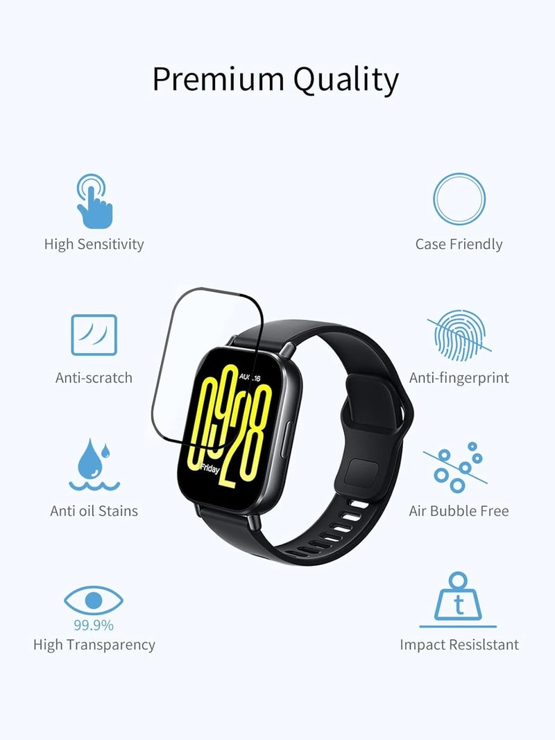 WUNIAK [3 Pack] for Xiaomi Redmi Watch 5 Active Smartwatch Screen Protector, PMMA Film &3D Curved Edge& &Full Coverage&Anti-Scratch& Bubble Free&Case Friendly. - Image 4