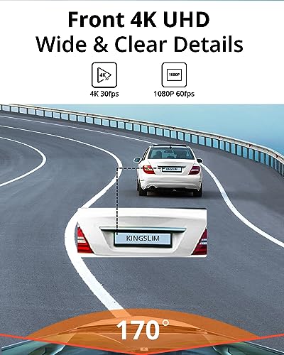Kingslim D5-4K Dash Cam with WiFi - Front Dash Camera for Cars with GPS and Speed, Sony Night Vision, Support APP and 256GB Max - Image 3