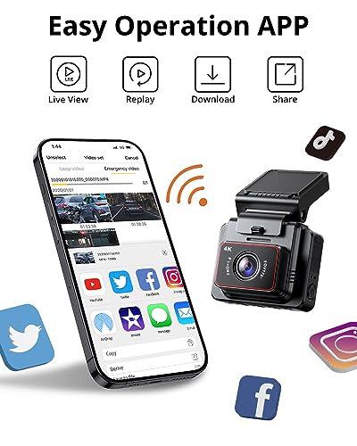 Kingslim D5-4K Dash Cam with WiFi - Front Dash Camera for Cars with GPS and Speed, Sony Night Vision, Support APP and 256GB Max - Image 4
