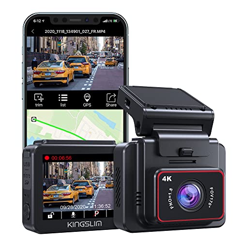 Kingslim D5-4K Dash Cam with WiFi - Front Dash Camera for Cars with GPS and Speed, Sony Night Vision, Support APP and 256GB Max - Image 1