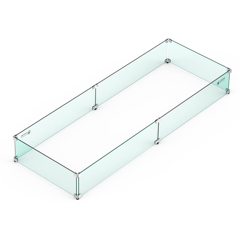 Skyflame Fire Pit Wind Guard 535 x 195 x 6 Clear Tempered Glass Flame Guard Set with Hard Aluminum Corner Brackets and Rubber Feet Fits for 48inch Rectangular Fire Pit Burner Pan