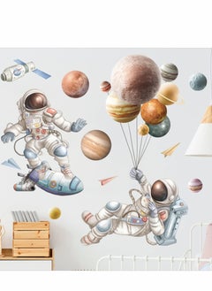 Excefore Astronaut Wall Decals, Satellite Planets and Stars Outer Space Art Stickers, Nursery Kids Room Gaming Decor  - Image 1