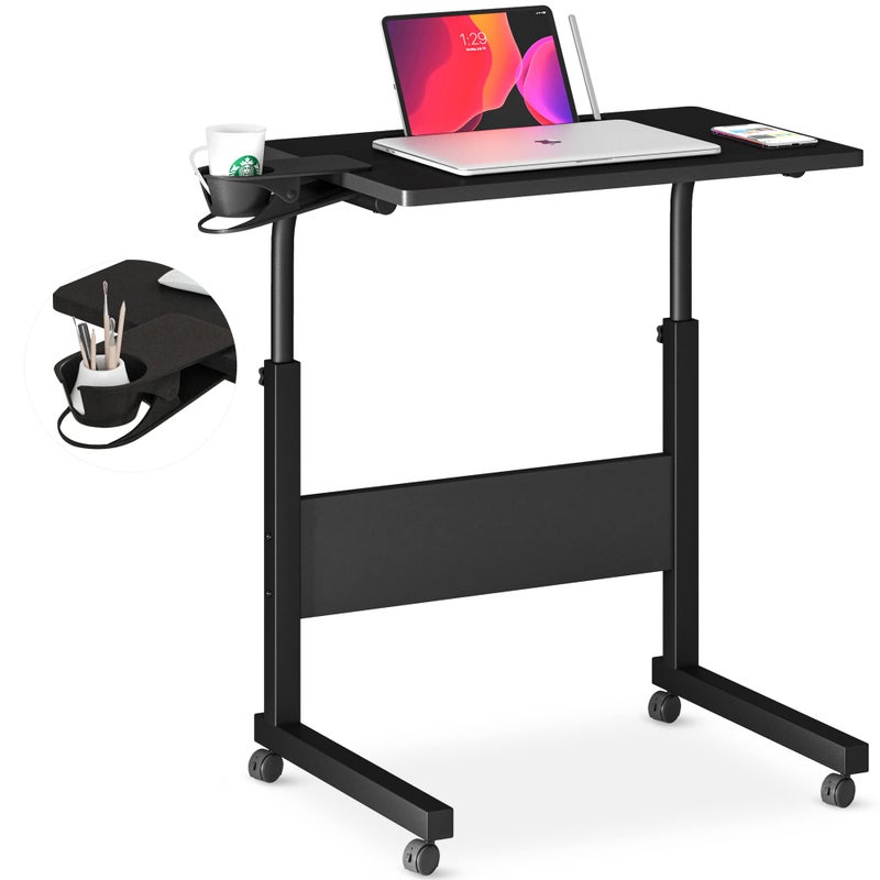 Klvied Small Standing Desk Adjustable Height Portable Treadmill Desk Mobile Table Ideal for Laptops and Tablets Black