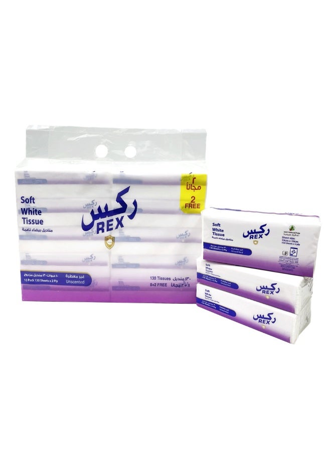 REX حقيبة مناديل ريكسي الناعمة، 130 منديل × 10
