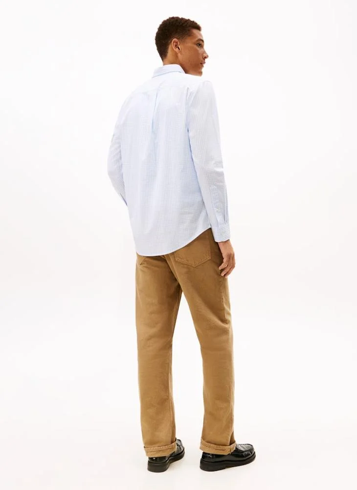 تومي هيلفيغر قميص فليكس بوبلين مربعات كبيرة بقصة عادية