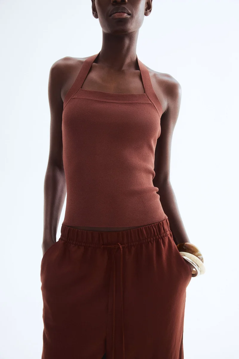 اتش اند ام بنطلون برباط من مزيج الكتان