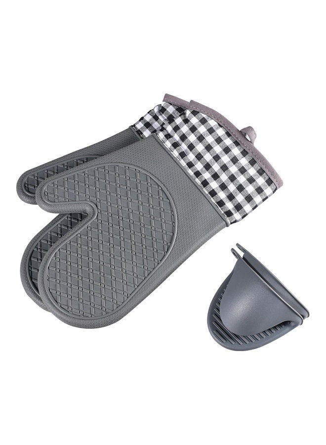 2-Piece Microwave Silicone Gloves For Baking Grey  - Image 1