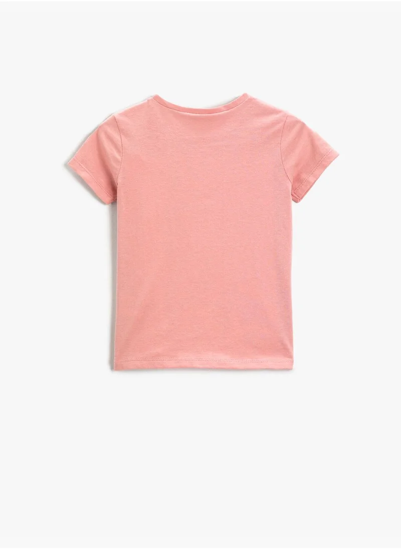 كوتون Printed Short Sleeve Crew Neck T-Shirt Cotton