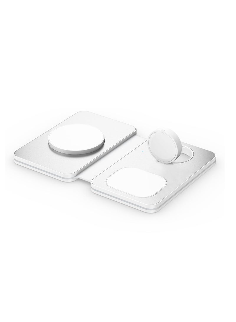 SYOSI 3 in 1 Wireless Cha rging Station, Foldable Travel Cha rger Compatible with iPhone 15/14/13/12/11/8, Mag-Safe Cha rger Stand for iWatch Series, Cha rging Station for Apple  - Image 1