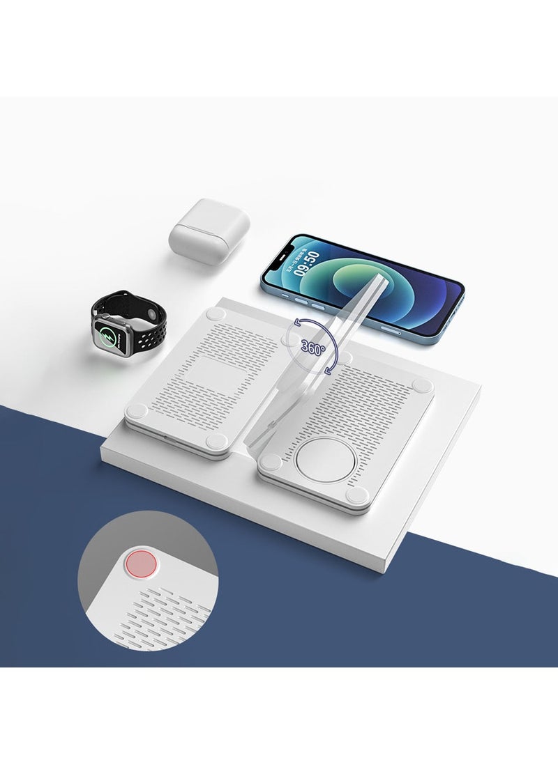 SYOSI 3 in 1 Wireless Cha rging Station, Foldable Travel Cha rger Compatible with iPhone 15/14/13/12/11/8, Mag-Safe Cha rger Stand for iWatch Series, Cha rging Station for Apple  - Image 3