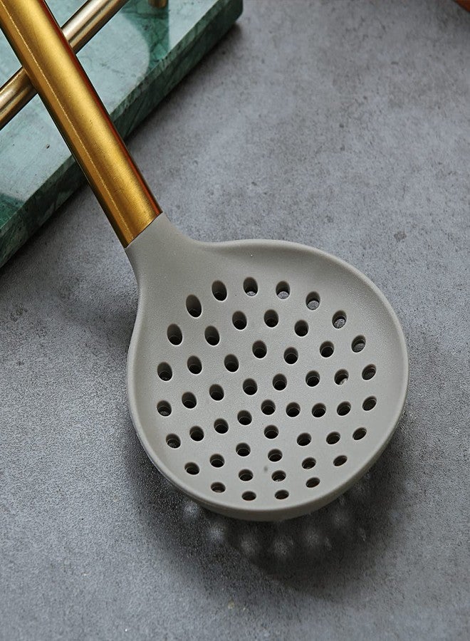 Berglander Gold Skimmer, Berglander Non-stick Silicone Strainer With Titanium Gold Plating handle, Kitchen Cooking Skimmers For Non-Stick Cookware, Dishwasher Safe, Easy to Clean - Image 3