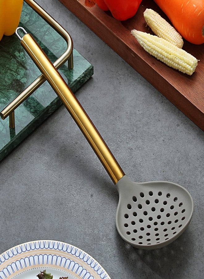 Berglander Gold Skimmer, Berglander Non-stick Silicone Strainer With Titanium Gold Plating handle, Kitchen Cooking Skimmers For Non-Stick Cookware, Dishwasher Safe, Easy to Clean - Image 2