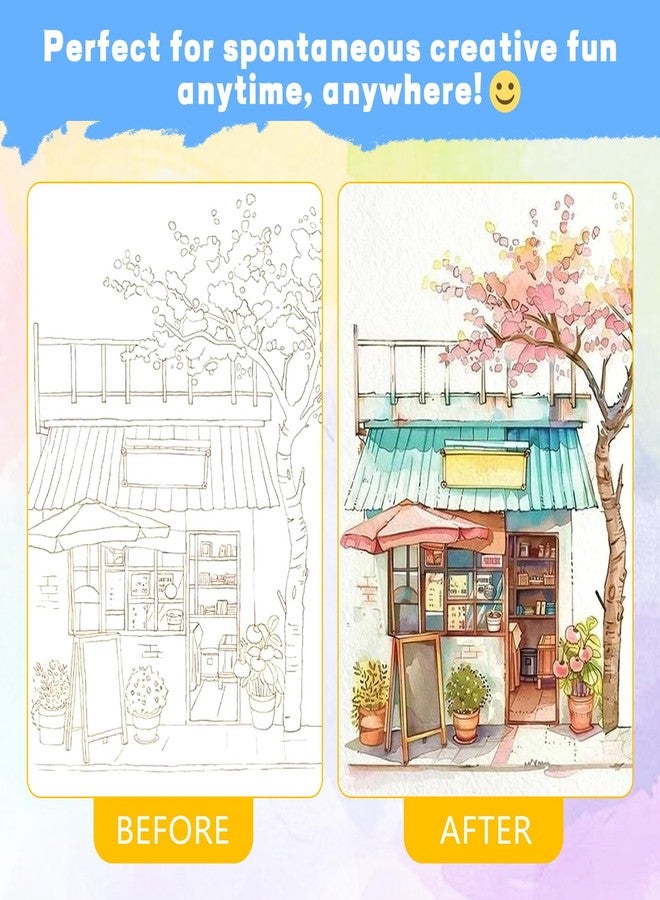 تي إل إم مجموعة أدوات جديدة لتخفيف التوتر الإبداعي لعام 2026: كتاب رسم بالألوان المائية، ودفتر ألوان مائية ثلاثي الطيات، ومجموعة سفر صغيرة لدفتر تمارين الألوان المائية للمبتدئين والمتحمسين (مشهد الشارع). - Image 3