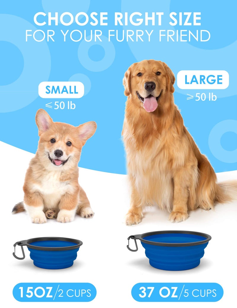 Aonkey Collapsible Dog Bowls with Bottle Carrier, 2 Pack Travel Dog Water Bowl Upgraded Carabiner, One-Piece Molded Rim No Fall Off or Crack, Foldable Silicone Portable for Pets Walking Hiking 15oz - Image 5