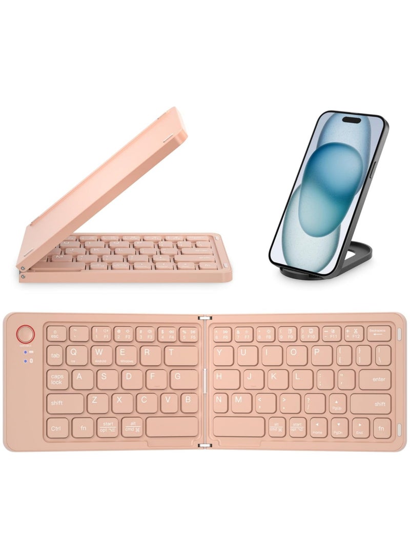 Rock Pow Mini Portable Wireless Folding Full Size Keyboard Sync Up to 3 Devices Aluminum Travel Keyboard for iPhone iPad Mac Android Windows iOS  - Image 1