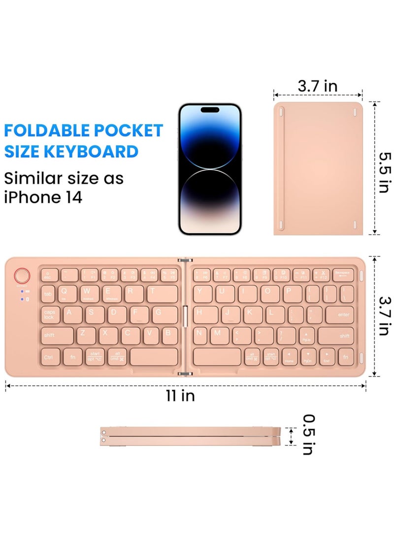 Rock Pow Mini Portable Wireless Folding Full Size Keyboard Sync Up to 3 Devices Aluminum Travel Keyboard for iPhone iPad Mac Android Windows iOS  - Image 5