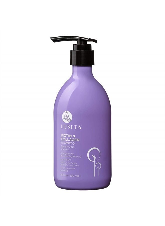 L LUSETA شامبو لوزيتا بيوتين وكولاجين لنمو الشعر، 16.9 أونصة، شامبو لتساقط الشعر للرجال والنساء، شامبو لتكثيف الشعر للشعر الخفيف مع فيتامين ب7 وزيت الأرجان، خالٍ من الكبريتات والبارابين - Image 1