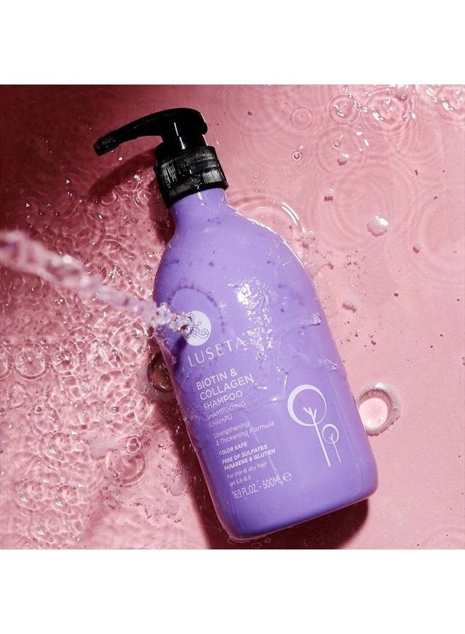 L LUSETA شامبو لوزيتا بيوتين وكولاجين لنمو الشعر، 16.9 أونصة، شامبو لتساقط الشعر للرجال والنساء، شامبو لتكثيف الشعر للشعر الخفيف مع فيتامين ب7 وزيت الأرجان، خالٍ من الكبريتات والبارابين - Image 4