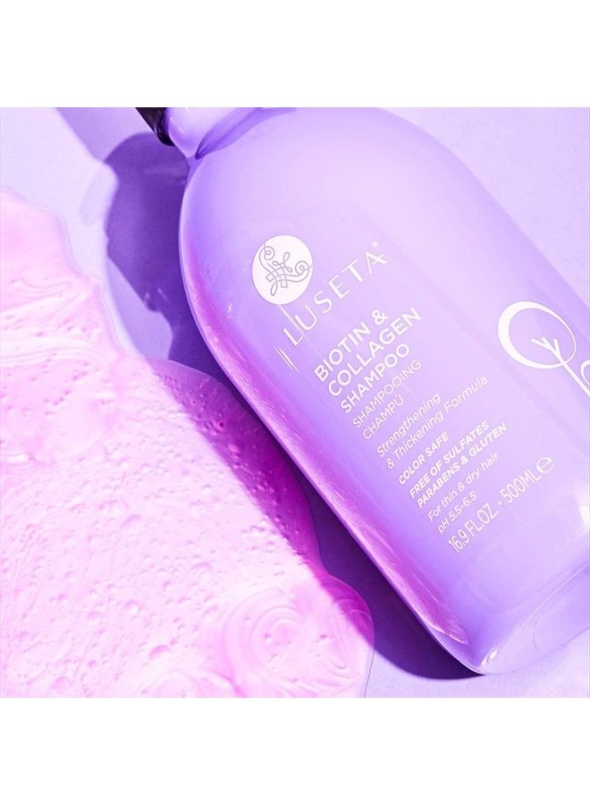 L LUSETA شامبو لوزيتا بيوتين وكولاجين لنمو الشعر، 16.9 أونصة، شامبو لتساقط الشعر للرجال والنساء، شامبو لتكثيف الشعر للشعر الخفيف مع فيتامين ب7 وزيت الأرجان، خالٍ من الكبريتات والبارابين - Image 3