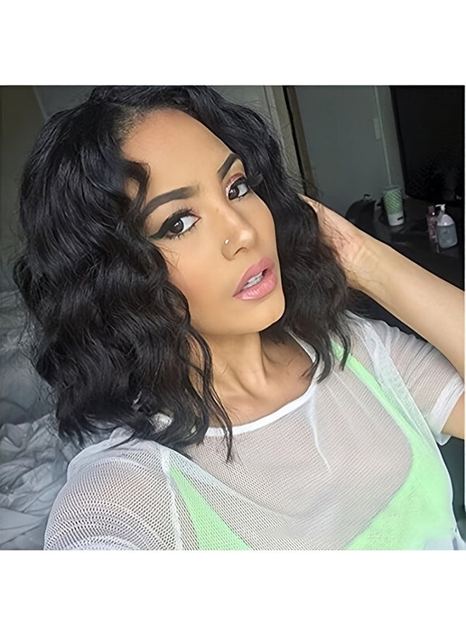 Generic Wigs Women's Fashion Lady Full Wig, Wavy Short Hair Wig Black Natural Looking Women Wigs Ladies Wig Party Wavy Curly for Cosplay Girls Party or Daily Life, Black - Image 4