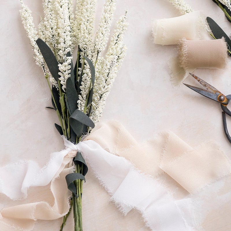 Hand-Ripped Chiffon Burr Ribbon Wedding Hand-Held Flower Lace Ins Ribbon Cloth Strip Handmade Pearl Chiffon Belt - Image 4