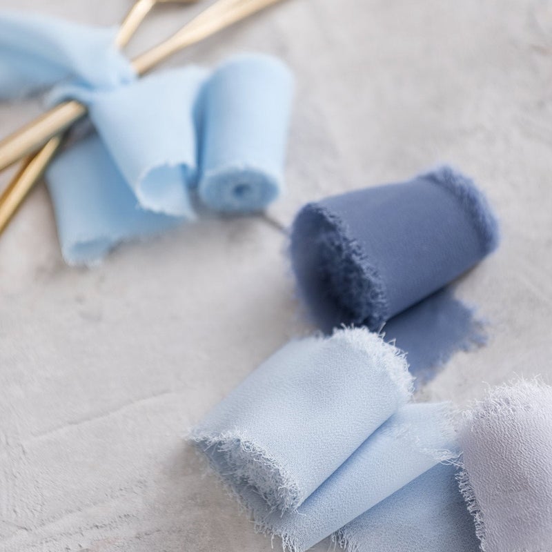 Hand-Ripped Chiffon Burr Ribbon Wedding Hand-Held Flower Lace Ins Ribbon Cloth Strip Handmade Pearl Chiffon Belt - Image 3