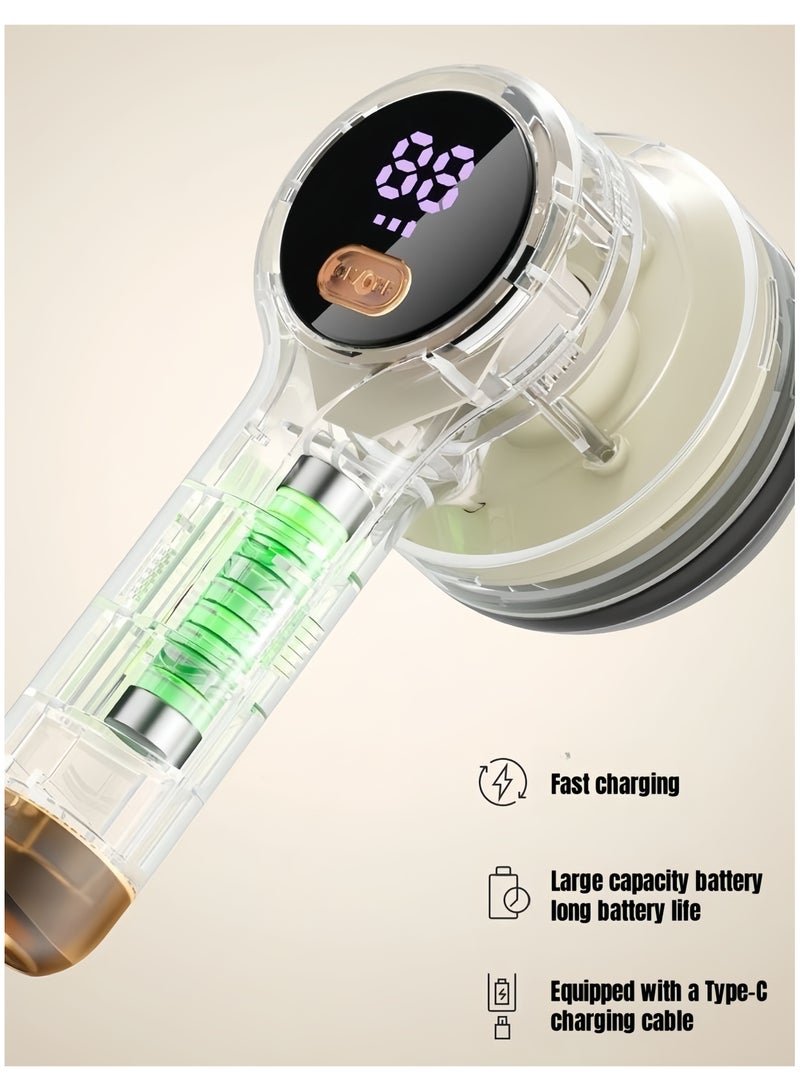 Fabric Shaver and Lint Remover, Sweater Defuzzer with 3-Speeds, 1 Replaceable Stainless Steel Blades, Battery Operated, Remove Clothes Fuzz, Lint Balls, Pills, Bobbles（Beige） - Image 2